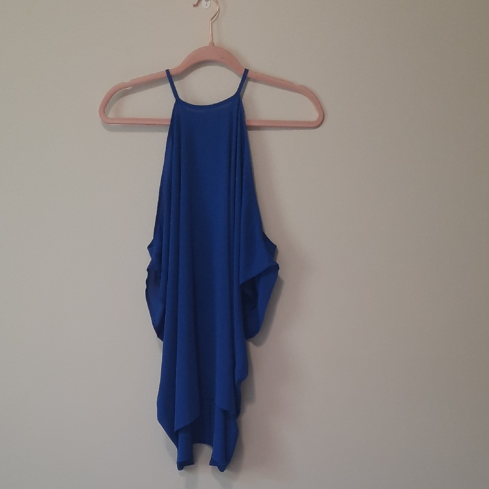 Express Asymmetrical Ruffled Blue Camisole